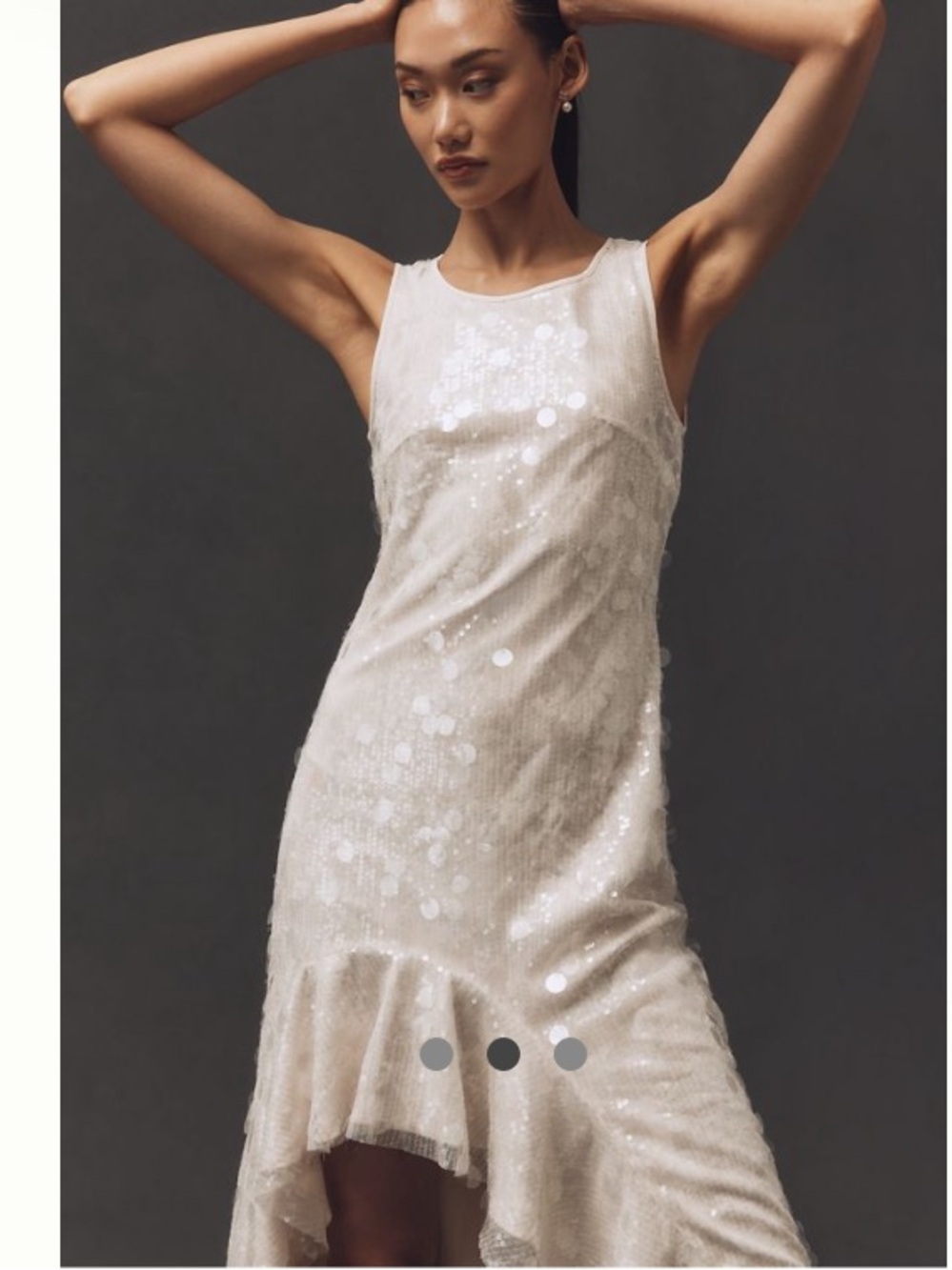 Anthropologie Ivory Sequin Midi Siempe X Dress size XL Event Reception NEW